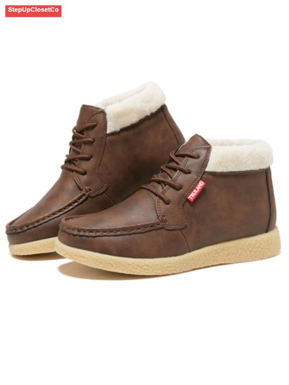 Women's Suede Leather Lace Up Ankle Boots Faux Fur Lined Winter Boots
